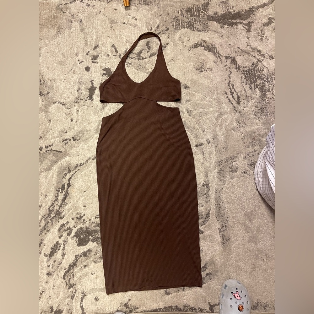 brown H&M halter dress
